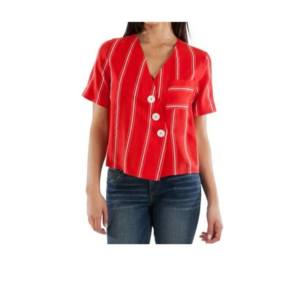 Kut From The Kloth Bianca Shirt Womens Striped Short Sleeve Oversized NWOT XL - Picture 1 of 10